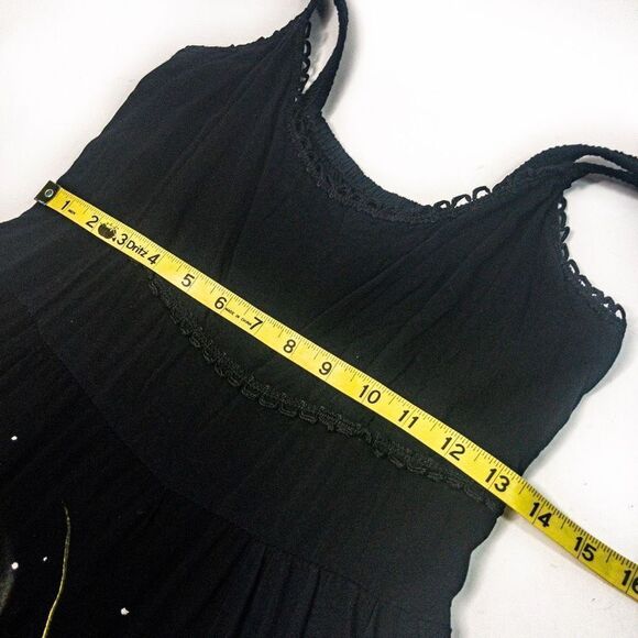 VTG Moda Brasil Black Smocked Sundress Hand Painted Made in Brazil Sz M - Picture 10 of 11